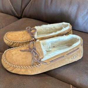 UGG Women’s Brown Suede Loafers with Shearling Lining